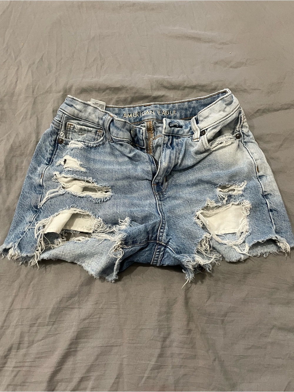 American Eagle Outfitters Light Wash Distressed Denim Shorts